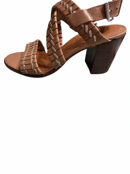 Lucky Brand Braided Tan Leather Sandals with Beige Accent - Picture 7 of 11